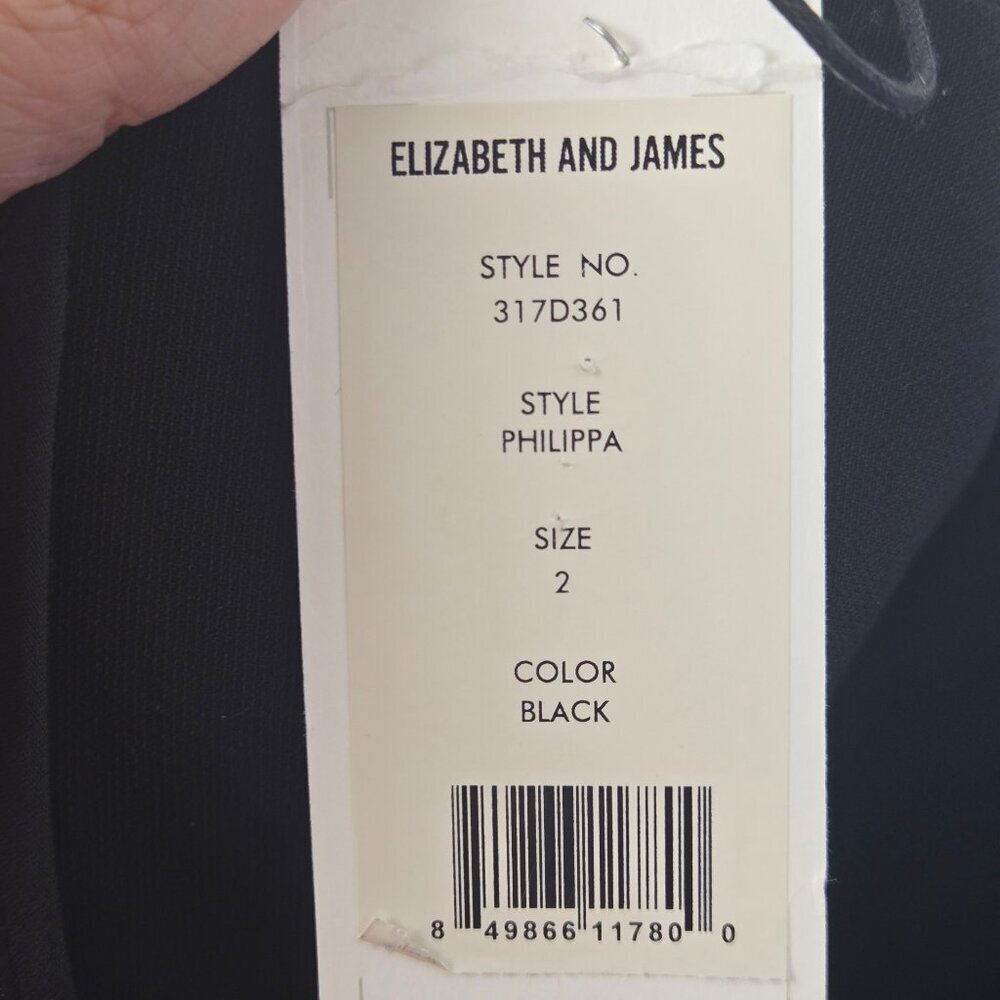 Elizabeth & James Size 2 Philippa Black Mini Dress Bell Sleeves Back Zip Nwt — image 8 of 8